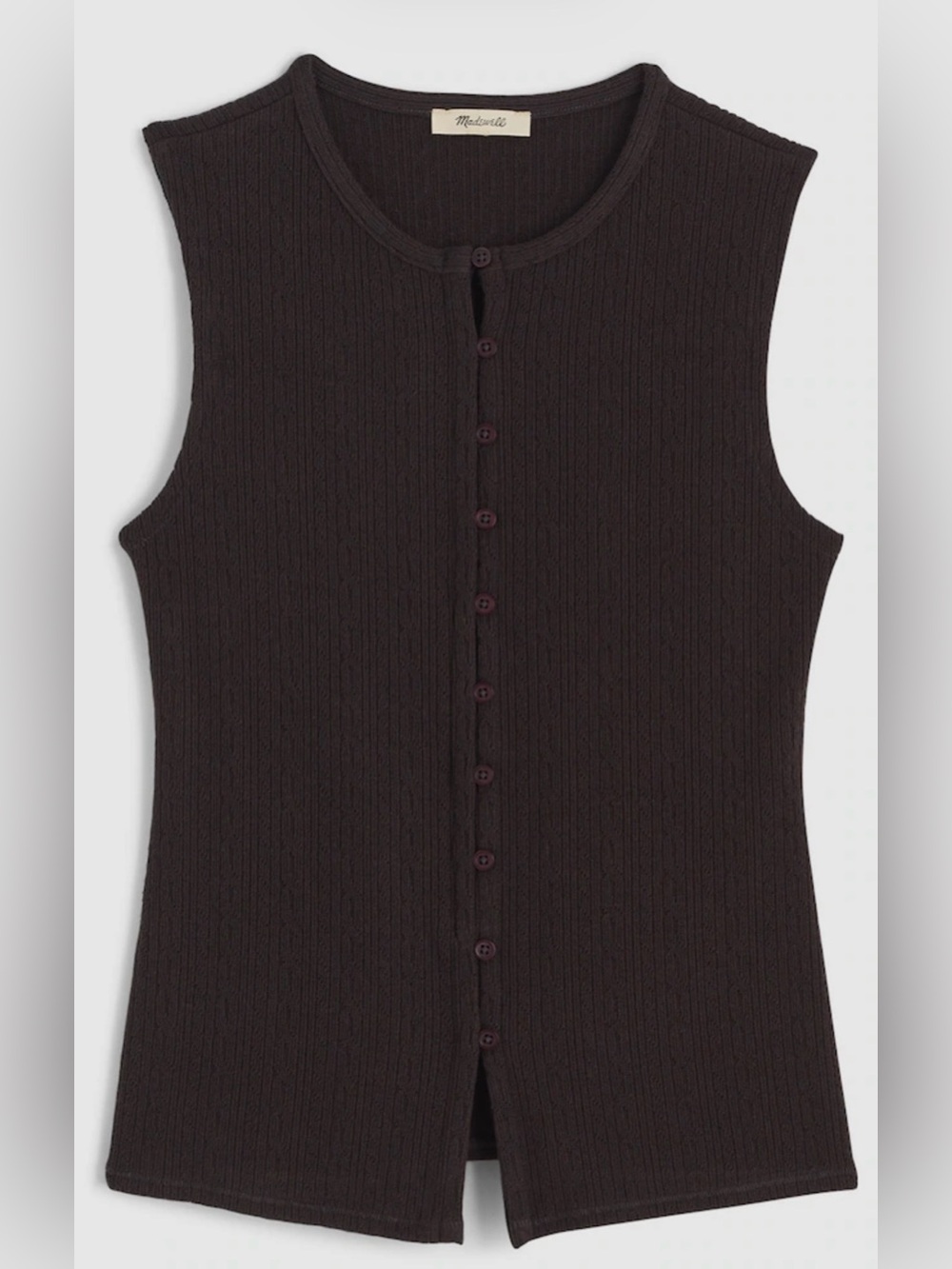 MADEWELL Women’s Pointelle Cutaway Vest Heather Molasses Size Small NY278 *NOTE* - Picture 2 of 10